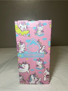 New Thermosis 14 OZ Kids Water Bottle with Straw & 2 Lids Unicorn